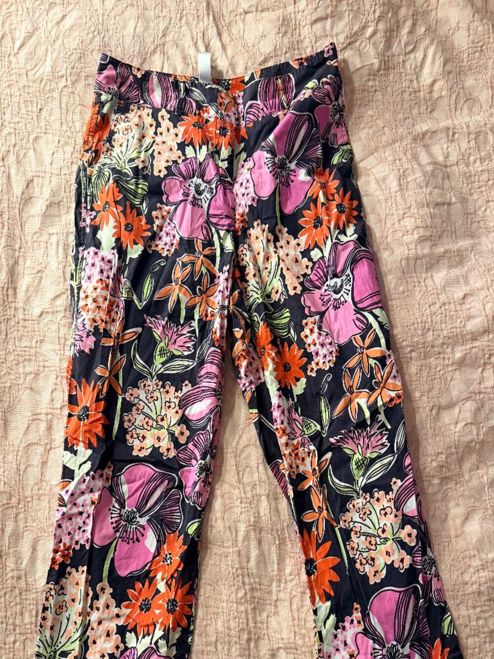 Lilly Pulitzer Capri Pants Black Flower Market Floral Crop Trousers Size 10